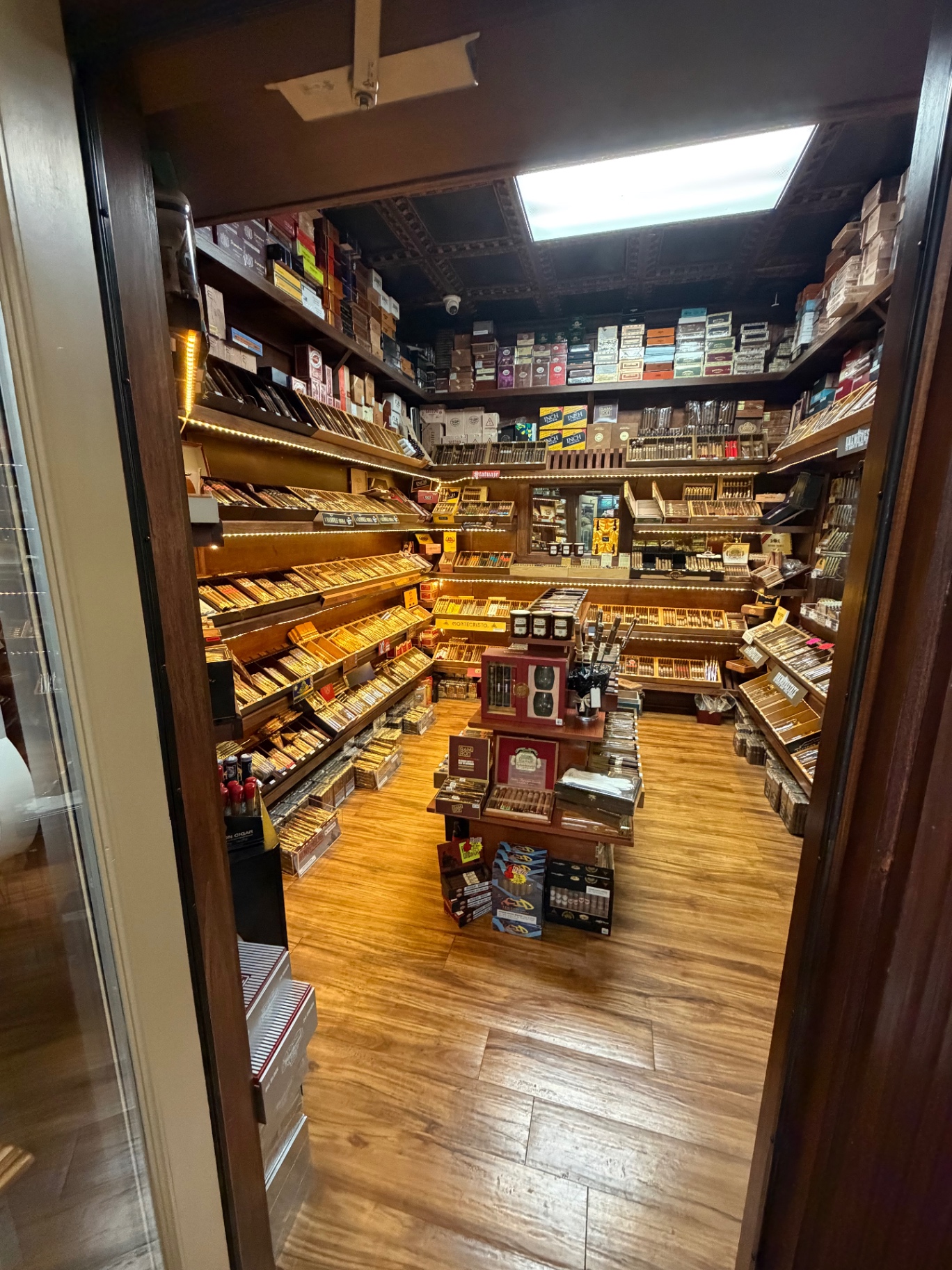 Walk-in humidor entrance at Discount Smokes Louisville KY